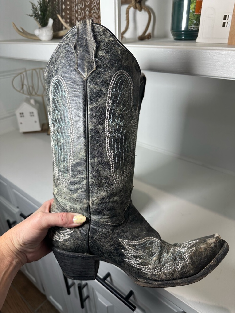 Circle G by Corral Womens Size 10 Western Cowboy Boots Distressed Black Gray - Picture 7 of 9